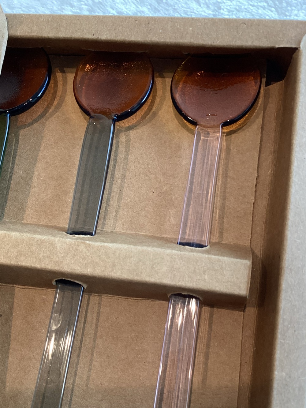Anthropologie Glass Straight Spoons Set of 6 New Colorful - Picture 5 of 6